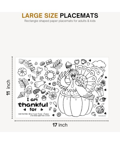 Thanksgiving Placemat Activity Kids Coloring Placemats for Kids & Adults 11x17 Paper Disposable Placemats Crafts Bulk 12 Pack...