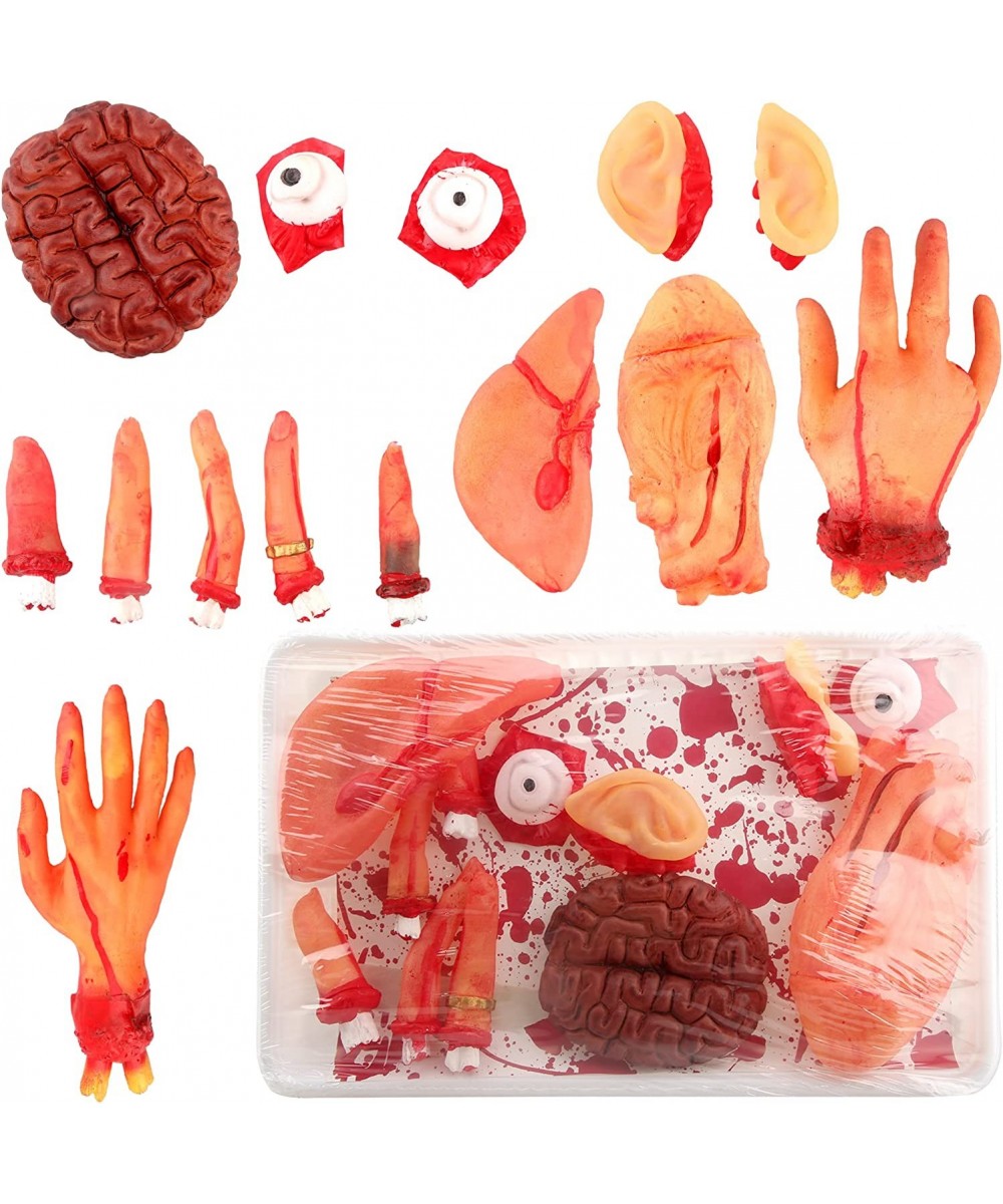 14 Pieces Halloween Body Parts Bloody Body Organs Fake Plastic Heart Liver Brain Fingers Ears Eyes Severed Hands for Hallowee...