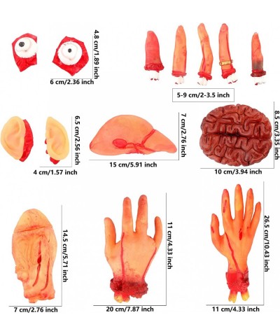 14 Pieces Halloween Body Parts Bloody Body Organs Fake Plastic Heart Liver Brain Fingers Ears Eyes Severed Hands for Hallowee...