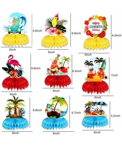 9 Pieces Hawaiian Luau Honeycomb Centerpieces Tropical Flamingo Palm Tree Table Topper for Summer Theme Party Decorations Haw...