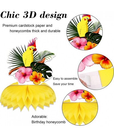 9 Pieces Hawaiian Luau Honeycomb Centerpieces Tropical Flamingo Palm Tree Table Topper for Summer Theme Party Decorations Haw...