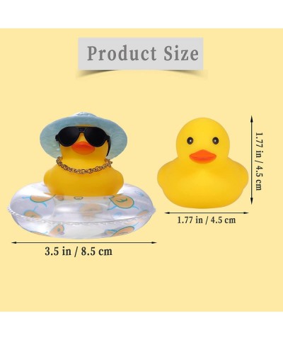 1PC Rubber Duck Car Duck Decoration Dashboard Little Yellow Rubber Duck with Gold Chain Hats and Donut Sunglasses for Car Off...