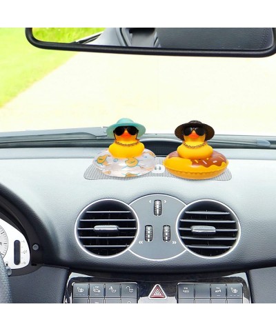 1PC Rubber Duck Car Duck Decoration Dashboard Little Yellow Rubber Duck with Gold Chain Hats and Donut Sunglasses for Car Off...