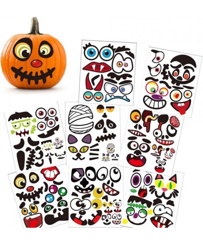 Halloween Pumpkin Stickers Face Decorating Decals - 8 Sheets Jack-o'-Lantern Decoration Kit 30 Pieces Funny Pumpkin Expressio...