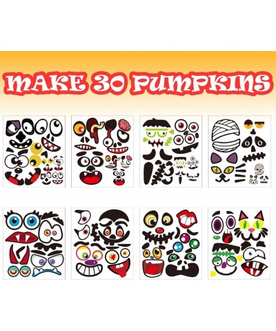 Halloween Pumpkin Stickers Face Decorating Decals - 8 Sheets Jack-o'-Lantern Decoration Kit 30 Pieces Funny Pumpkin Expressio...