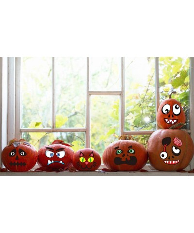 Halloween Pumpkin Stickers Face Decorating Decals - 8 Sheets Jack-o'-Lantern Decoration Kit 30 Pieces Funny Pumpkin Expressio...