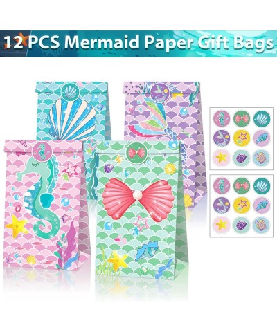 Mermaid Party Favor Set 80 Pcs Princess Silicone Bracelet Tattoo Stickers Slap Bracelet String Beads Bubble Stick Gift Bags P...