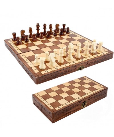 Folding Hand Crafted Wooden Chess Set Chess Board for Kids and Adults 30 x 30 cm $34.67 Board Games