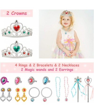 Princess Jewelry Boutique Dress Up and Elegant Shoe(4 Pairs of Girls Heels Shoes) Role Play Fashion Accessories of Crowns Nec...