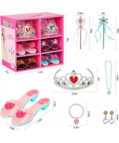 Princess Jewelry Boutique Dress Up and Elegant Shoe(4 Pairs of Girls Heels Shoes) Role Play Fashion Accessories of Crowns Nec...