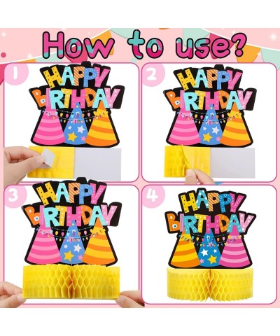 9 Pcs Colorful Happy Birthday Honeycomb Centerpieces Rainbow Birthday Party Table Topper Happy Birthday Decorations 3D Paper ...