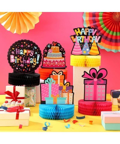 9 Pcs Colorful Happy Birthday Honeycomb Centerpieces Rainbow Birthday Party Table Topper Happy Birthday Decorations 3D Paper ...