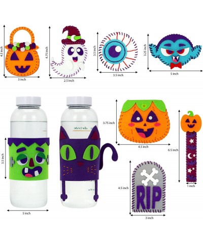 9 Pcs Halloween Sewing Craft Kit for Kids Includes Halloween Felt Ornaments Cup Sleeve Bookmark and Coin Purse DIY Sewing Cra...