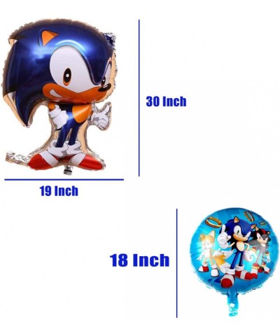 Sonic Party Supplies Birthday Decorations Sonic Party Favors - Banner Cake Topper Plates Table Knife Fork Spoon and Foil Ball...