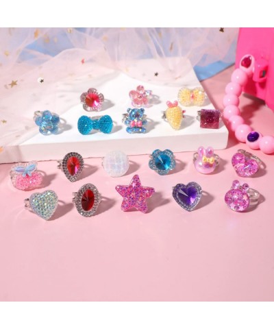 Little Girl Jewel Rings in Box Adjustable No duplication Girl Pretend Play and Dress Up Rings (30 Jewel Ring) $21.32 Kids' Dr...