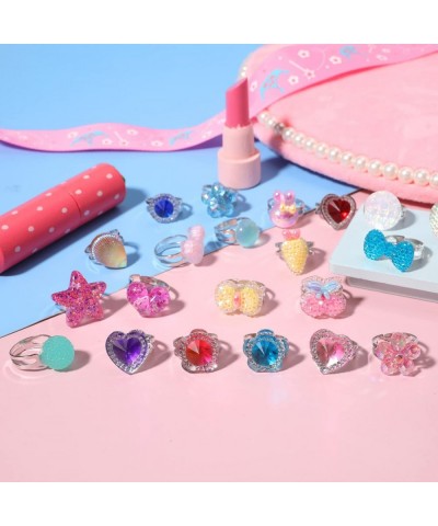 Little Girl Jewel Rings in Box Adjustable No duplication Girl Pretend Play and Dress Up Rings (30 Jewel Ring) $21.32 Kids' Dr...