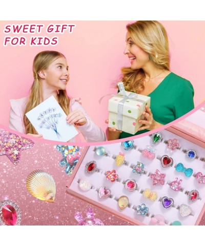 Little Girl Jewel Rings in Box Adjustable No duplication Girl Pretend Play and Dress Up Rings (30 Jewel Ring) $21.32 Kids' Dr...