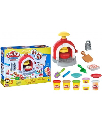 Kitchen Creations Pizza Oven Playset Play Food Toy for Kids 3 Years and Up 6 Cans of Modeling Compound 8 Accessories Non-Toxi...