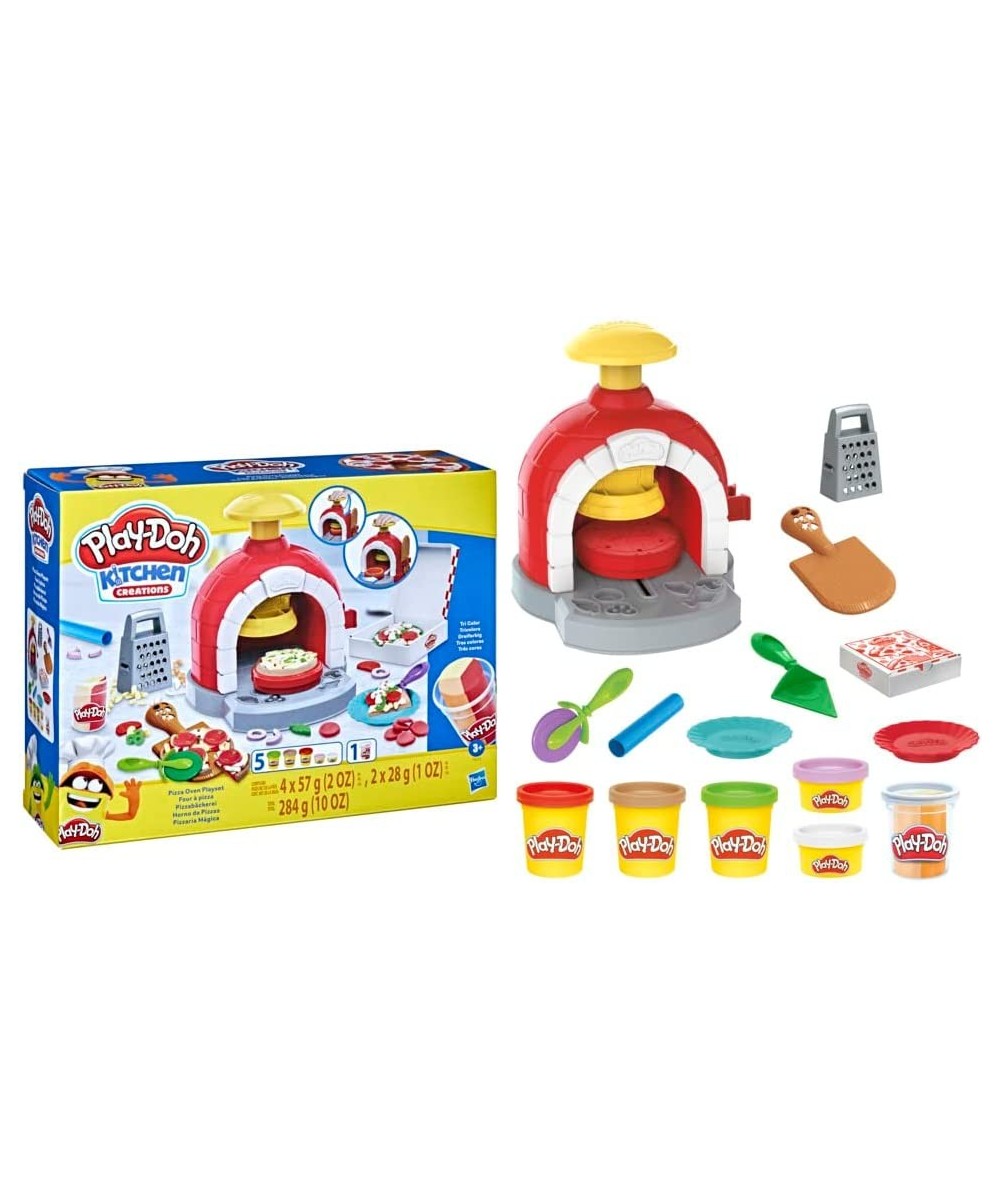 Kitchen Creations Pizza Oven Playset Play Food Toy for Kids 3 Years and Up 6 Cans of Modeling Compound 8 Accessories Non-Toxi...