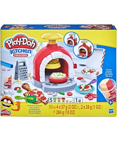 Kitchen Creations Pizza Oven Playset Play Food Toy for Kids 3 Years and Up 6 Cans of Modeling Compound 8 Accessories Non-Toxi...