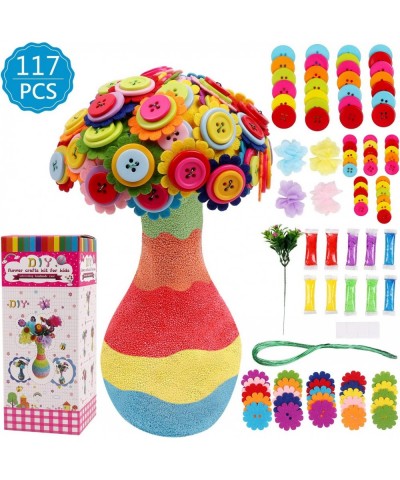 DIY Vase with Flowers Craft Kit for Kids Make Your Own Flower Bouquet by Buttons and Fabric Crafts and Art Set Gift for Girls...