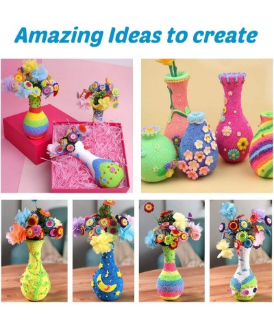 DIY Vase with Flowers Craft Kit for Kids Make Your Own Flower Bouquet by Buttons and Fabric Crafts and Art Set Gift for Girls...