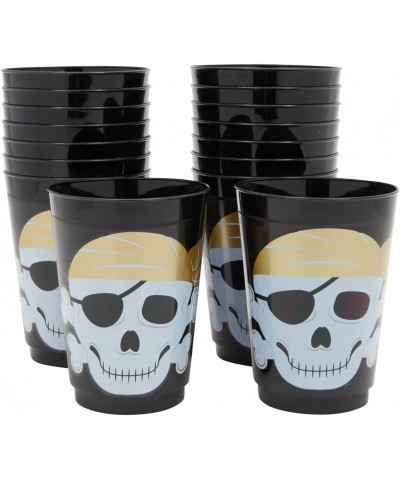 16 Pack Plastic Skull Themed Tumbler Cups for Kids Pirate Birthday Party Supplies (Black 16 oz) $24.08 Kids' Party Tableware