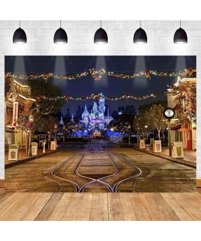 Children's Playground Backdrop for Birthday Party Decorations Children's Amusement Park Night View Cartoon Castle Background ...