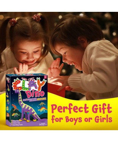 Create Your Own Clay Dino Build 4 Dinosaur Models with Air Dry Modeling Clay Arts & Crafts Kit for Boys & Girls Magic Modelin...