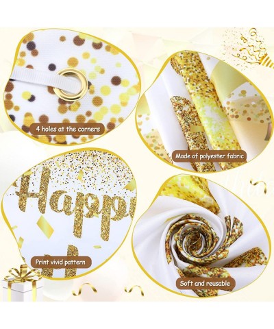 Gold White Birthday Party Decorations Banner Gold and White Happy Birthday Backdrop Banner Large Gold White Birthday Banner P...