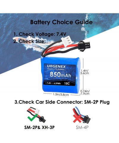 7.4V Lipo Battery 850mAh 2S RC Boat Battery with SM 2P Plug 6.29Wh H100 Batteries for Skytech H100 H102 RC Boats $25.46 Hobby...