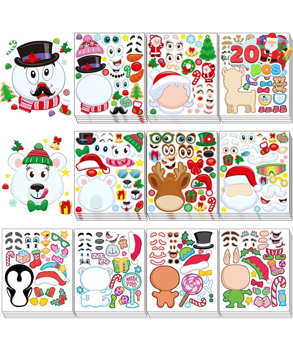 Christmas 20 Pcs Make-a-face Stickers 10 Pcs Coloring Book 10 Pcs Rainbow Color Scratch Christmas Art & Craf Kit Combo Set fo...