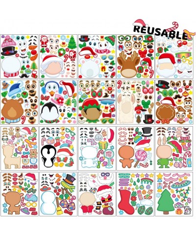 Christmas 20 Pcs Make-a-face Stickers 10 Pcs Coloring Book 10 Pcs Rainbow Color Scratch Christmas Art & Craf Kit Combo Set fo...