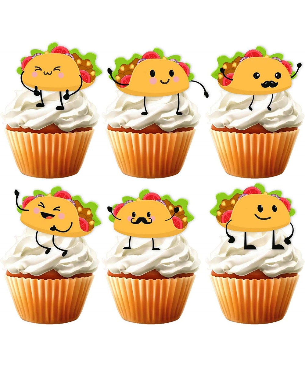 18pcs Gold Glitter Cute Taco Bout Dessert Cupcake Topper Mexican Yummy Food Fiesta Festival Theme Decor Supplies Baby Shower ...