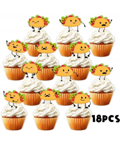 18pcs Gold Glitter Cute Taco Bout Dessert Cupcake Topper Mexican Yummy Food Fiesta Festival Theme Decor Supplies Baby Shower ...