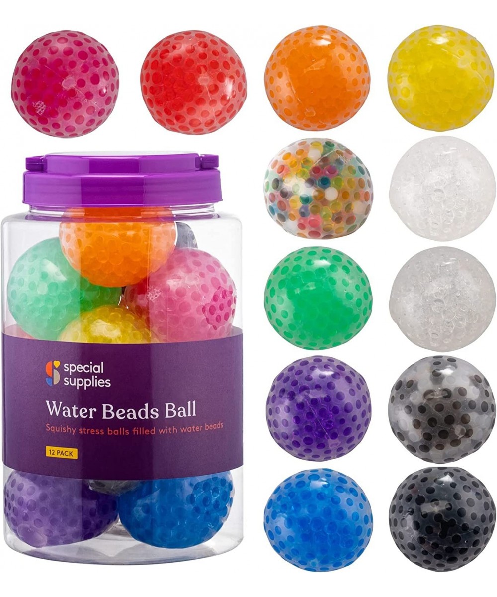 Squish Water Beads Stress Ball (12-Pack) Squeeze Color Sensory Toy - Relieve Tension Stress - Home Travel and Office Use - Fu...