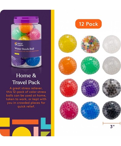 Squish Water Beads Stress Ball (12-Pack) Squeeze Color Sensory Toy - Relieve Tension Stress - Home Travel and Office Use - Fu...