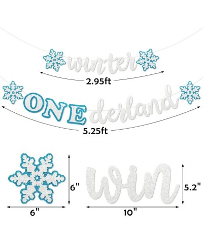 Winter Onederland Banner Blue & White Snowflakes Garland Winter 1st Birthday Decor For Baby Girls Boys Winter Onederland Froz...