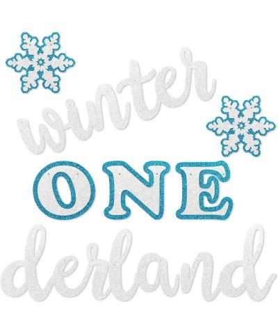 Winter Onederland Banner Blue & White Snowflakes Garland Winter 1st Birthday Decor For Baby Girls Boys Winter Onederland Froz...