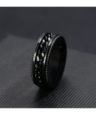 Stainless Steel Fidget Ring Black Spinner Ring For Men Women Anxiety Stress Relieving Spinning Ring Cool Male Spin Ring Men W...