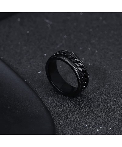 Stainless Steel Fidget Ring Black Spinner Ring For Men Women Anxiety Stress Relieving Spinning Ring Cool Male Spin Ring Men W...