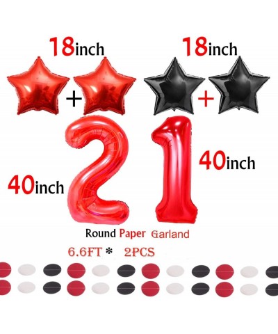 21st Birthday Decorations Happy Birthday Banner Balloons Foil Fringe Curtain for Photo Booth Backdrop Paper Garland Red Numbe...