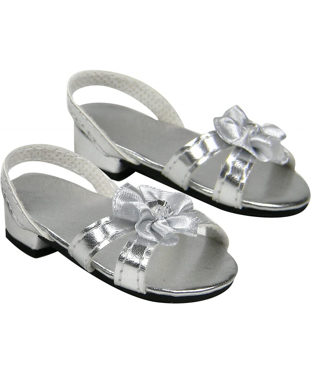 Silver 18 Inch Doll High Heels Fits 18 Inch Dolls & More! Doll Shoe Heels W/ Flower & Jewel $16.51 Dolls