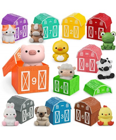 Learning Toys for Toddlers 1 2 3 Years Old 20 Pcs Farm Animal Finger Puppets & Barn Toy for Kids Montessori Counting Matching...