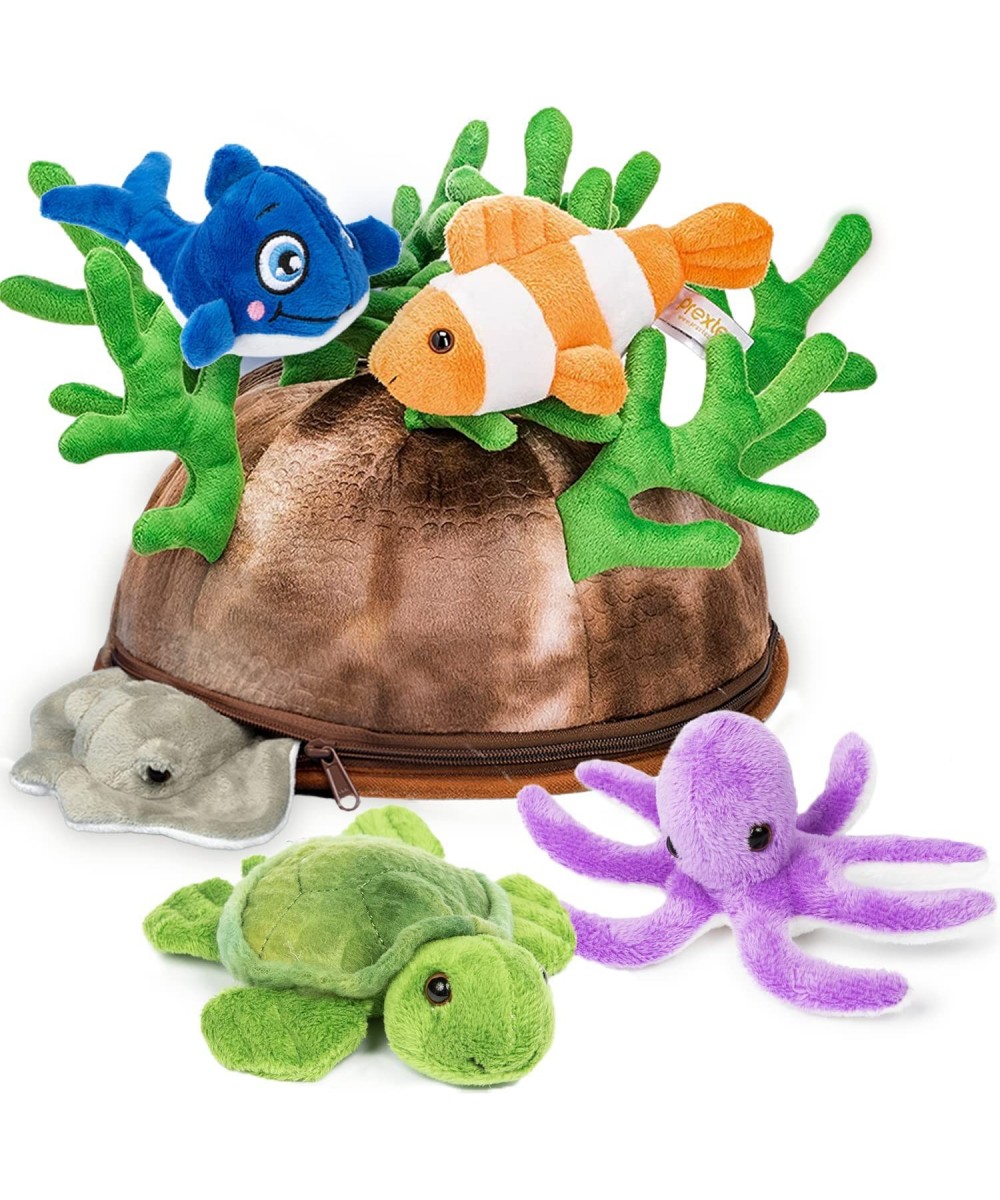 5-pc Stuffed Sea Animal & Toy Storage | Soft Plush Sea Creatures Toys for Kids | Small/Mini Stuffed Animals in Bulk | Cute To...