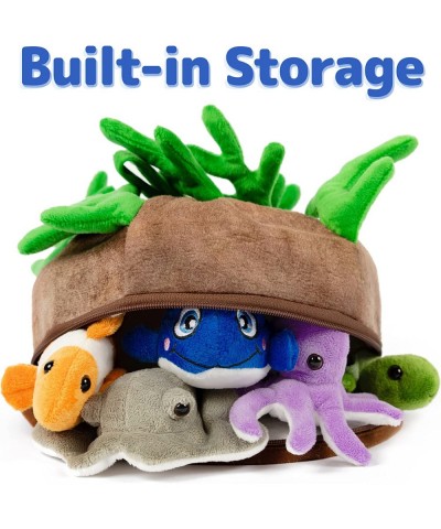 5-pc Stuffed Sea Animal & Toy Storage | Soft Plush Sea Creatures Toys for Kids | Small/Mini Stuffed Animals in Bulk | Cute To...