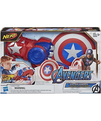 NERF Power Moves Marvel Captain America Shield Sling NERF Disc-Launching Toy for Kids Roleplay Toys for Kids Ages 5 and Up (A...