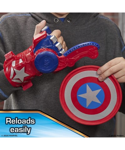 NERF Power Moves Marvel Captain America Shield Sling NERF Disc-Launching Toy for Kids Roleplay Toys for Kids Ages 5 and Up (A...