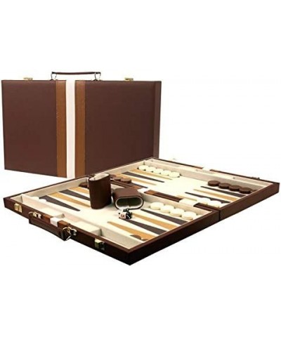 Large 18" Leatherette Backgammon Set - Brown $80.87 Board Games