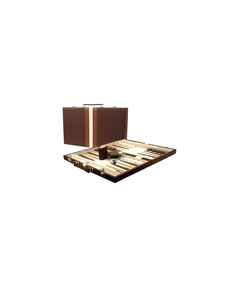 Large 18" Leatherette Backgammon Set - Brown $80.87 Board Games